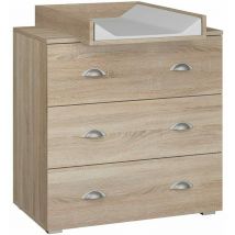 Commode à langer bébé enfant Sonoma Table à langer + Matelas à langer amovible 80x48x90cm- 3 Tiroirs MIA