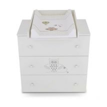 Hecht - Commode à langer bébé enfant Table à langer + Matelas à langer amovible - 3 tiroirs hibou vert bb-loisir