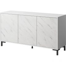 Bim Furniture - Commode marmo 200 cm 3D blanc mat / marbre blanc