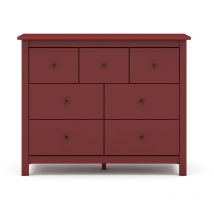 Pegane - Commode, meuble de rangement en pin avec 7 tiroirs coloris Bordeaux - Longueur 100 x Profondeur 40 x Hauteur 80 cm
