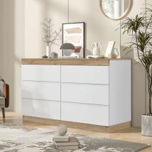 Modernluxe - Commode moderne avec 6 tiroirs - en panneaux de particules - Blanc