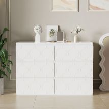 Modernluxe - Commode moderne à motif ondulé - avec 6 tiroirs - façades laquées - Blanc