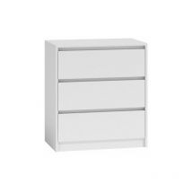 Hucoco - iris T3 - Commode 3 tiroirs chambre bureau salon - 78x43x70 cm - Meuble de rangement style scandinave Blanc