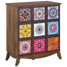 Beliani - Meuble de Rangement au Style Boho composé de 9 Tiroirs avec Motifs Psychédéliques différents 92 cm de Hauteur