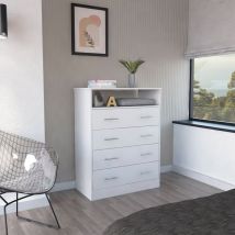 Tuhome Concept - Commode Peru 4 tiroirs avec grand espace de rangement Blanc