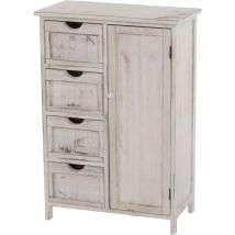 Décoshop26 - Commode petit meuble de rangement style vintage 82x55x30cm blanc vieilli 040002489