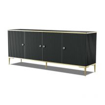 Bim Furniture - Commode petra 182cm 4D noir mat avec pieds dorés