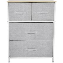 Tonchean - Commode pour Chambre à Coucher, Commode à 4 Tiroirs en Tissu Meuble de Rangement avec Dessus en Bois et Grand Espace de Rangement Chambre