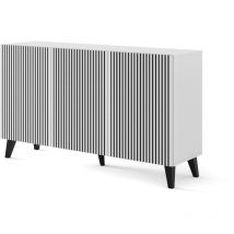 Ac-deco - Commode Ravenna f 150 cm 3D blanc / noir pieds noirs