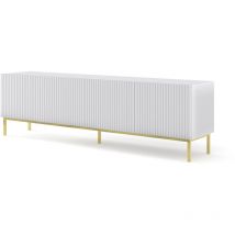 Bim Furniture - Meuble tv ravenna b 200 cm 4D fraisé blanc mat + cadre