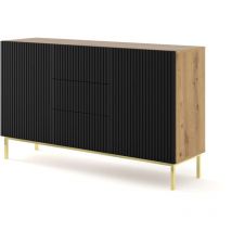 Bim Furniture - Commode ravenna b 150 cm 2D3S fraisé chêne artisanal / noir mat + cadre