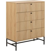 Commode rectangulaire à 4 tiroirs effet tasseaux BAÏKAL