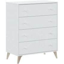 Schubladenschrank Denver, Kommode mit 4 Schubladen, Kommode für Schlafzimmer, Moderne Kommode, cm 78x40h95, Weiß