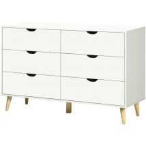 MH - Commode scandinave 6 tiroirs lucinda bois et blanc