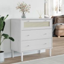 Torana - Commode senja aspect de rotin blanc bois de pin solide