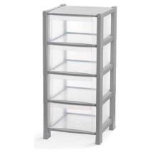 Domoliving - Commode Tower 4 Tiroirs Gris 38x38x78 Cm