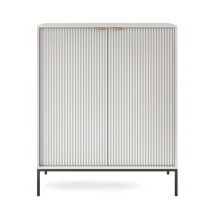 Commode universel Gris 104x125x39cm pied métal 2 portes rainurés modèle "NOEMIE"