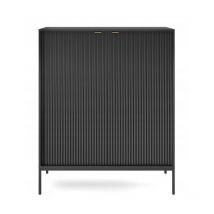 Commode universel Noir 104x125x39cm pied métal 2 portes rainurés modèle "NOEMIE"