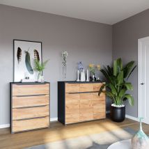 Sideboard Ruben, Chêne de force doré, 120 x 101.6 cm avec tiroirs Vicco