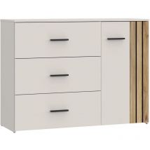 1000brico - Commode - waikato - 3 tiroirs - 1 porte - Blanc - 119,9 x 41,3 x 89,7 cm