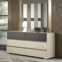 Comò 6 cassetti beige laccato lucido L 160 - Alfa