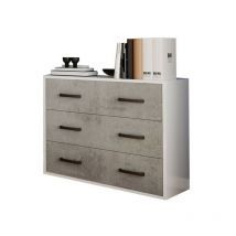 Argonauta - Como' maxi 3 tiroirs en gris ciment en bois mélaminé H.81x L.91x P.45 cm