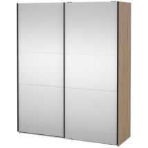 Como Schiebetürenschrank 2 Türen mit Spiegel 180x220cm Eiche Dekor.