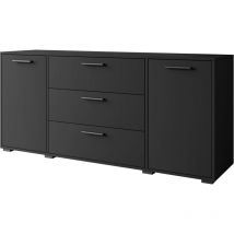 Cómoda 150 cm bogota, cajonera, cómoda de salón, aparador, color negro mate