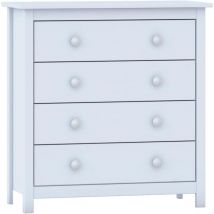 Moblit - Cómoda 4 cajones , pino macizo serie Alme blanco, medidas: (78,5x75x35) cm ( altoxanchoxfondo), color blanco lavado.