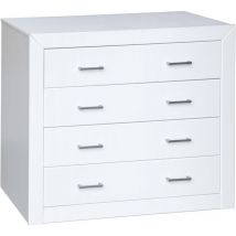 Moblit - cómoda 4 cajones , pino macizo y Mdf serie Kalpe lacado, medidas: (80x95x40) cm ( altoxanchoxfondo), color blanco