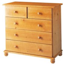 Moblit - Comoda 5 cajones , pino macizo serie Canet, medidas: (81x78x39) cm ( altoxanchoxfondo), color miel