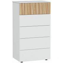 Comoda 5 cajones Tempus natural y blanco