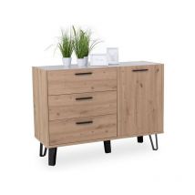 Cómoda 87 cm roble y lacado gris - Vignola