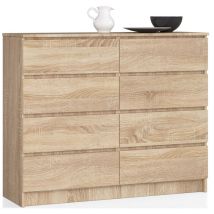 Akord - Cómoda K120 Roble Sonoma 120 cm 8 cajones frente en color Roble Sonoma 120x40x99 cm