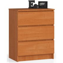 Cómoda Akord K60 Aliso 60 cm 3 cajones frente en color Aliso 60x40x77 cm