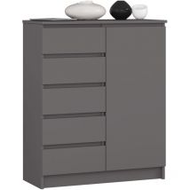 Cómoda Akord K80 Gris Grafito 80 cm 1 puerta 5 cajones 80x35x97 cm