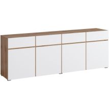 Arredamento1 - Cómoda Alfere 100, Roble wotan + Blanco, Con cajones y puertas, Número de cajones: 0, 78x225x40cm