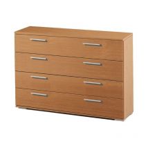 Cómoda Ancha Clásica En Color Cerezo 4 Cajones 102x82x41 Cm Para Dormitorio