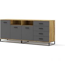 Cómoda arsen 3D4S 190 cm roble ahumado / grafito