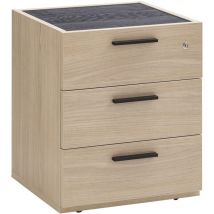 Composad - Cómoda baja con 3 cajones y ruedas H61xL50xP47