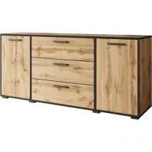 Muebles Slavic - Commode 150 cm bogota, commode, buffet de salon, bahut, couleur wotan/bord noir