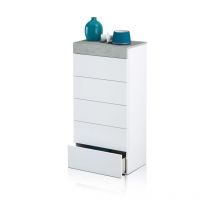 Cómoda chifonier Axel Blanco Artik (Blanco Mate) - Gris Cemento (ancho) x 118cm (alto)
