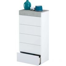 Venditadimobilionline - Cómoda chifonier Tekkan Blanco Artik (Blanco Mate) - Gris Cemento 61cm (ancho) x 118cm (alto)