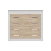 Cómoda De 4 Cajones Coimbra Color Cambrian/blanco, Cambrian/antracita Y Pina/trufle 98x81,5x39,6 Cm Kashmir / Sonoma