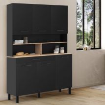 Cajonera de cocina cina 120 cm con 6 puertas y cajón completo efecto haya