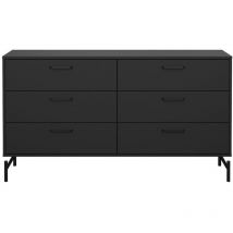 Ebuy24 - Cómoda doble 6 cajones negro mate con base metálica L138,7 cm - bora