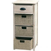 Cómoda HHG 645 con cestas, mueble cajonera, madera 83x40x29cm, natural, cestas marrón claro