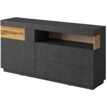 Comfivo - Cómoda Livlore 107, Madera gris + Roble wotan, Con cajones y puertas, Número de cajones: 0, 85x169x40cm