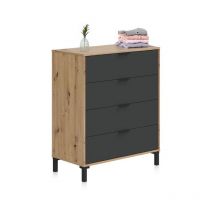 Cómoda Luke Gris Antracita - Roble Nodi (ancho) x 94cm (alto)
