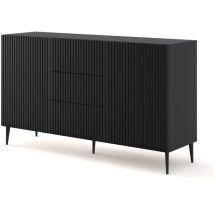 Cómoda Ravenna B 150 Cm 2d3s Negro Mate Fresado + Patas